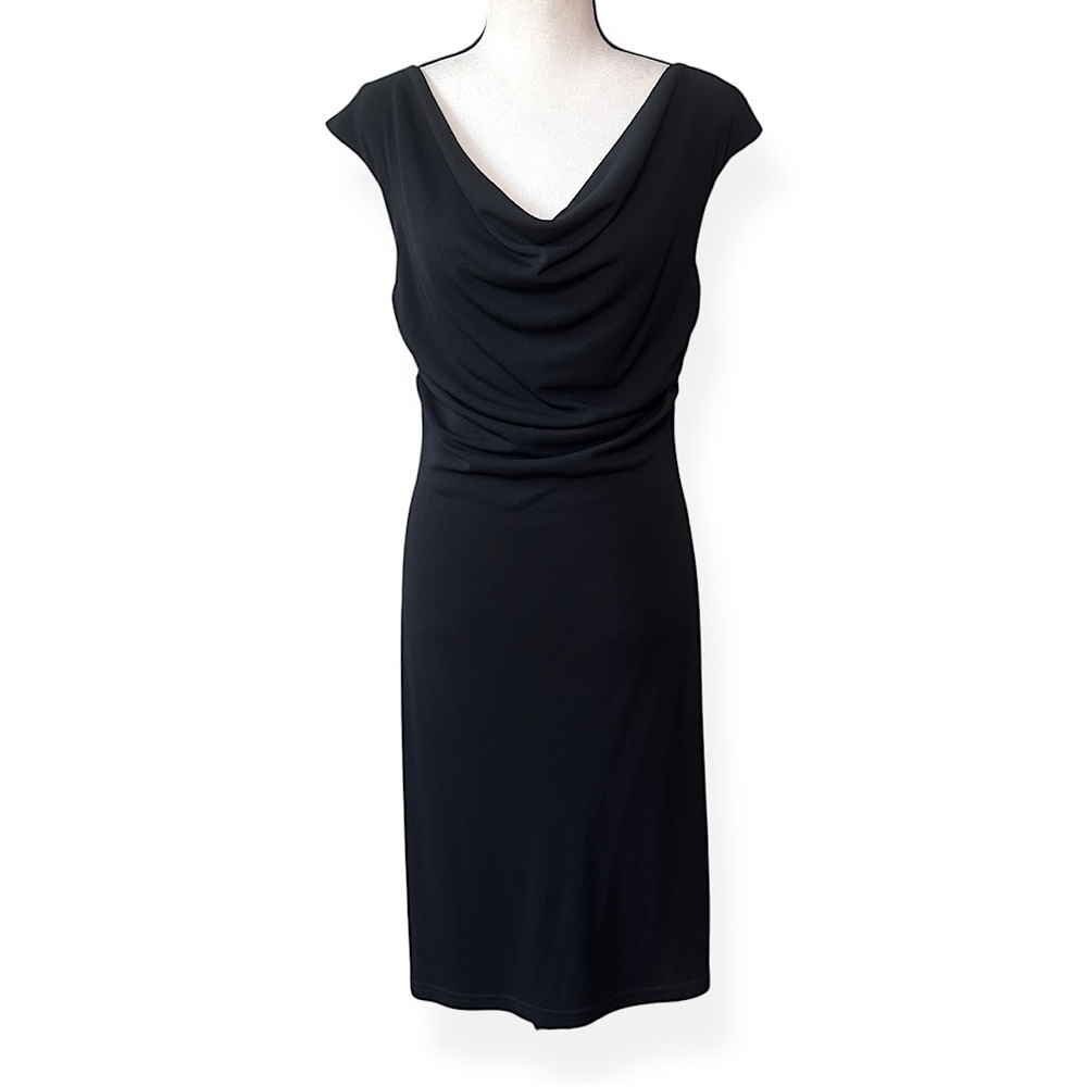 3/$20💥 Byer Too! Y2K Classic Black Dress‎ Cowl Neck Split Shoulder Minimalist